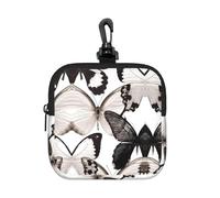 Beauty Butterfly Square Zipper Pouch with All-Over Print,Waterproof Rubber-Fabric, Lightweight Durable Small Organizer Bag for Coins, Cards, Keys