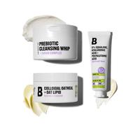 Beauty by B Skincare Set, Prebiotic Cleansing Whip, Colloidal Oatmeal Moisturiser, Squalane Overnight Balm