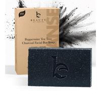 Beauty by Earth Charcoal Face Wash Bar Soap - Peppermint Tea Tree Soap Bar Facial Cleanser for Oily Skin Black Soap Face Cleanser Acne Cleanser Acn
