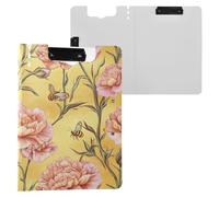 Beauty Carnation Gold Folding Clipboard Two Metal Clips Pen Holder Clip Board with Hard Cover Clipfolio Coaching Trade Quest