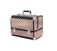 Beauty Carrying Case, 6-Tier Rose Gold Makeup Train Case with Lock, Professional Hair & Makeup Organizer Box for Artists, Stylists & Travel