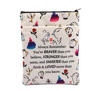 Beauty Cartoon Inspired Book Sleeve Beauty Story Book Cover Fairytale Gift Rose Princess Beast Gift Always Remember You’re Braver Stronger Smarter Zipper Pouch (beauty braver BM)