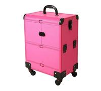 Beauty Case on Wheels Large Capacity Beauty Makeup Tool Box with Pull Rod Multi-Layer Storage Case Universal Wheel Embroidery(Rose arc (Without Drawer))