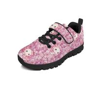 Beauty Collector Axolotl Cherry Blossom Purple Girls Tennis Single Hook and Loop Strap Walking Shoes Black Sole