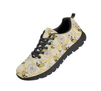 Beauty Collector Bee Daisy Yellow Women's Lace-up Athletic Sneaker Lightweight Tennis Running Shoes Black Sole
