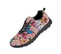 Beauty Collector Butterfly Flower Pink Tennis Shoes for Women Sports Fashion Sneaker Black Sole