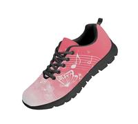 Beauty Collector Butterfly Music Pink Women's Walking Shoes Lace-up Running Sneakers Black Sole