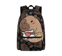 Beauty Collector Capybara Strawberry Cake Black Kid's Backpack Back To School Bookbag School Bag for Boys Girls