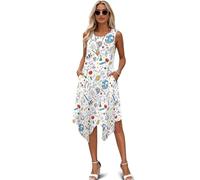 Beauty Collector Chemistry Experiment White Women's Sleeveless Round Neck Irregular Hem School Dress with Pockets