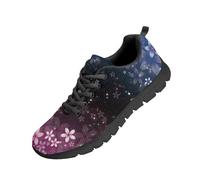 Beauty Collector Cherry Blossom Pink Blue Tennis Sports Shoes for Women Flat Walking Running Sneaker Black Sole