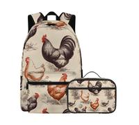 Beauty Collector Chicken Black Yellow Kid's Backpack and Lunch Bag 2PCS Back To School Backkpack Set