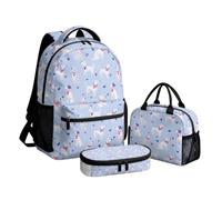 Beauty Collector Dalmation Dog Love Blue Backpack for Girls School Travel Backpack 17" Cute Bookbag Set