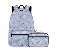 Beauty Collector Dalmation Dog Love Blue School Backpack for Girls Boys Book Bag with Lunch Box Set