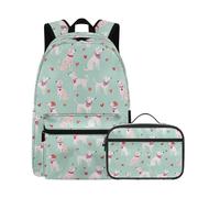 Beauty Collector Dalmation Dog Love Mint Green School Backpack for Girls Boys Book Bag with Lunch Box Set