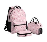 Beauty Collector Dalmation Dog Love Pink Backpack for Girls School Travel Backpack 17" Cute Bookbag Set