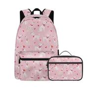 Beauty Collector Dalmation Dog Love Pink School Backpack for Girls Boys Book Bag with Lunch Box Set