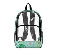 Beauty Collector Dinosaur Fossil Forest Green Kids Backpack for Girls Schoolbag Large Transparent PVC Bookbag