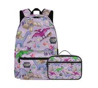 Beauty Collector Dinosaur Witch Book Potion Kid's Backpack and Lunch Bag 2PCS Back To School Backkpack Set