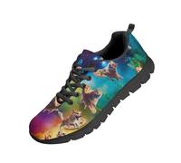 Beauty Collector Dog Pizza Cloud Galaxy Women's Walking Shoes Lace-up Running Sneakers Black Sole