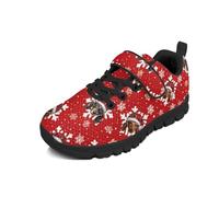 Beauty Collector Dog Snowflake Dot Red Girls Christmas Shoes Single Buckle Tennis Sneaker Little Kid 11.5