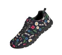 Beauty Collector Dragonfly Butterfly Daisy Navy Tennis Shoes for Women Sports Fashion Sneaker Black Sole