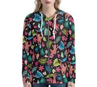 Beauty Collector Forest Sloth Leaves Women's Full Zipper Hoodies Cute Sweatshirts Long Sleeve Fashion Hooded Jacket