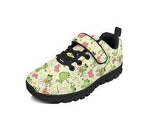 Beauty Collector Frog Daisy Dragonfly Butterfly Girls Cute Sneaker Breathable Strap Running Shoes Black Sole
