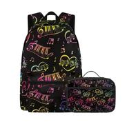 Beauty Collector Love Music Black Kid's Backpack and Lunch Bag 2PCS Back To School Backkpack Set
