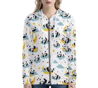Beauty Collector Panda Cloud Moon Star Womens Zipper Up Oversized Hoodie Long Sleeve Jackets