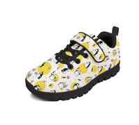 Beauty Collector Penguin Cream Yellow Dots Girls Tennis Single Hook and Loop Strap Walking Shoes Black Sole