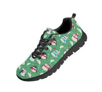 Beauty Collector Penguin Love Snow Green Womens Christmas Tennis Shoes Lace-up Fitness Athletic Sneaker Black Sole