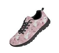Beauty Collector Rabbit Flower Pink Womens Tennis Shoes Lace Up Easter Casual Athletic Run Sneaker Black Sole