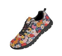 Beauty Collector Rabbit Rainbow Daisy Womens Tennis Shoes Lace Up Easter Casual Athletic Run Sneaker Black Sole