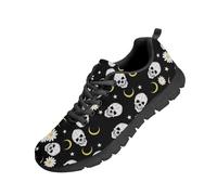 Beauty Collector Skull Moon Daisy Black Tennis Shoes for Women Sports Fashion Sneaker Black Sole