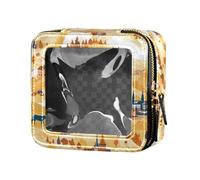 Beauty Cosmetics Pattern Leather Clear Small Makeup Bag for Women Girls Cosmetic Containers Toiletry with Zipper, Wild West Western Scotland, One Size