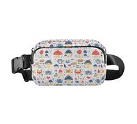 Beauty Cosmetics Pattern Waterproof Waist Pack Crossbody Bag with Adjustable Strap for Cycling Hiking Gym, Various Funny Frogs Safari Mushroom Princess, One Size