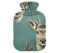 Beauty Deer Faces Hot Waterbottle with Soft Cover, 2L Warmer Bag for Period Cramps