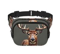 Beauty Deer print Fanny Pack Waist Packs with Extender for Men Women, Waist Bag Hip Pack with Zipper Pockets, Black, One Size