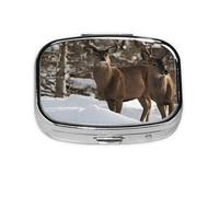 (Beauty Deer) Square Pill Box with 2 Compartment Small Pill Organizer Portable Pill Case Vitamin Containers, Travel Essentials 5.5x4x1.8 cm