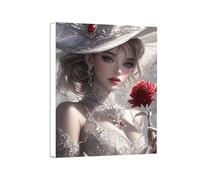 Beauty Diamond Art Kits Adults, 5D DIY Red Roses Diamond Painting, Gem Art Painting for Beginners, Arts and Crafts Kits for Adults, DIY Crystal Embroidery Gifts, Autumn Decoration, 70x95cm 0a-637