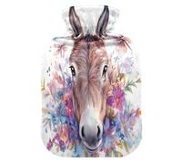 Beauty Donkey White Cute hot Water Bottle with Soft Cover, 2L Water Bags for Arthritis, Arthritis