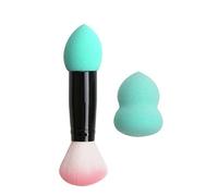 Beauty Egg Professional Makeup Brush 2 Heads Blusher Brush Makeup Blender Beauty Sponge Cosmetic Puff Foundation Powder Make Up Tools Makeup Sponge(Green-Green)