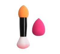 Beauty Egg Professional Makeup Brush 2 Heads Blusher Brush Makeup Blender Beauty Sponge Cosmetic Puff Foundation Powder Make Up Tools Makeup Sponge(Orange-Rose red)
