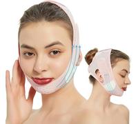 Beauty Face Contouring Sleeping Mask Chin, Reusable V Line Lifting Mask,V Line Facial Masks, Face Strap Mask Chin Up Masks Faces,Facial Lift Visor (Pink)