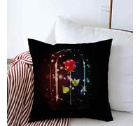 Beauty Fairy Red Rose Leaf Under Creativity Glass Abstract Beast Flower Love Day Celebration Color Cushion Case With Invisible Zipper Throw Pillow Case Breathable Cushion Cover For Sofa 45X45Cm