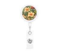 Beauty Flowers Print Retractable Badge Holder, Cute Nursing Badge Reel, Badge Clip Id Card Holders