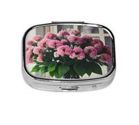 Beauty Flowers Print Square Metal Pill Box Decorative Pill Case - Carry Your Meds in Style (Rectangular)