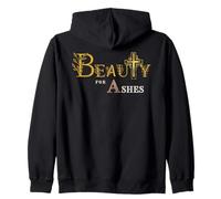 Beauty for Ashes Women & Girls Scripture Golden Cross Floral Zip Hoodie