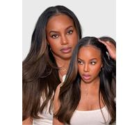 Beauty Forever V Part Wig Yaki Human Hair Straight Easicontour Vpart Ombre Brown Glueless Upgrade U Part Wig for Women No Lace Front Wig
