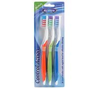 Beauty Formulas Active Oral Care Control Action Toothbrush 3-Pieces, Assorted